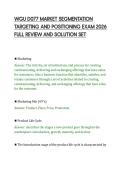 WGU D077 MARKET SEGMENTATION&NewLine;TARGETING AND POSITIONING EXAM 2026&NewLine;FULL REVIEW AND SOLUTION SET