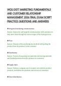 WGU D077 MARKETING FUNDAMENTALS&NewLine;AND CUSTOMER RELATIONSHIP&NewLine;MANAGEMENT 2026 FINAL EXAM SCRIPT&NewLine;PRACTICE QUESTIONS AND ANSWERS&NewLine;