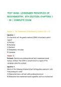 TEST BANK&colon; LEHNINGER PRINCIPLES OF&NewLine;BIOCHEMISTRY&comma; 8TH EDITION CHAPTERS 1&NewLine;&ndash; 28 &vert; COMPLETE EXAM