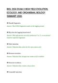 BIOL 2255 EXAM 3 HIGH-YIELD EVOLUTION&comma; &NewLine;ECOLOGY&comma; AND ORGANISMAL BIOLOGY &NewLine;SUMMARY 2026 