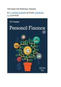 Test bank for Personal Finance&NewLine;by E&period; Thomas Garman &lpar;Author&rpar;&comma; Jonathan Fox &lpar;Author&rpar;  all pages fully covered with test questions and answers graded A&plus;