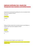 Applicator Certification Test &sol; Aquatic Pest Management Exam Questions and Verified Answers