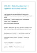 BMS 305 - Clinical Nutrition Exam 1 Questions With Correct Answers