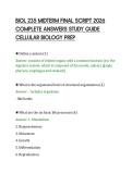 BIOL 235 MIDTERM FINAL SCRIPT 2026 &NewLine;COMPLETE ANSWERS STUDY GUIDE &NewLine;CELLULAR BIOLOGY PREP