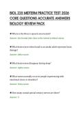 BIOL 235 MIDTERM PRACTICE TEST 2026 &NewLine;CORE QUESTIONS ACCURATE ANSWERS &NewLine;BIOLOGY REVIEW PACK 