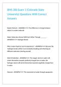 BMS 300 Exam 1 &lpar;Colorado State University&rpar; Questions With Correct Answers&period;