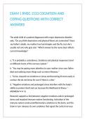 EXAM 1 RNSG 1533 COGNITION AND COPING QUESTIONS WITH CORRECT ANSWERS 