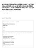 AWHONN PERINATAL NURSING MNN &vert; ACTUAL EXAM QUESTIONS AND VERIFIED ANSWERS &vert; GRADED A&plus;&vert; PASS ON FIRST ATTEMPT &vert; BRAND NEW 2026&sol;2027 UPDATE&excl;&excl;&excl;&excl;&excl;