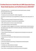 Certified Electronic Health Record &lpar;EHR&rpar; Specialist Exam Study Guide Questions and Verified Answers &vert; Electronic Health Record Specialist Certification &vert; 2026&sol;2027 &vert; Comprehensive Review and Exam Preparation Guide