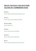 BIOLOGY 1002 EXAM 3 2026 MOCK PAPER &NewLine;SOLUTION SET COMPREHENSIVE NOTES 