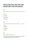 BIOLOGY 1002 EXAM 4 2026 STUDY GUIDE &NewLine;REVISION SHEET CORE TOPICS INSIGHTS 