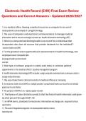 Electronic Health Record &lpar;EHR&rpar; Final Exam Review Questions and Correct Answers &vert; Electronic Health Records &vert; 2026&sol;2027 &vert; Comprehensive Final Exam Study Guide