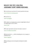 BIOLOGY 1002 TEST 2 2026 FINAL &NewLine;ASSESSMENT SCRIPT VERIFIED RESPONSES