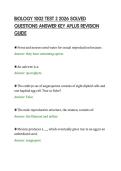BIOLOGY 1002 TEST 2 2026 SOLVED &NewLine;QUESTIONS ANSWER KEY APLUS REVISION &NewLine;GUIDE 