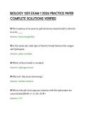 BIOLOGY 1201 EXAM 1 2026 PRACTICE PAPER &NewLine;COMPLETE SOLUTIONS VERIFIED 