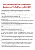 Electronic Health Record Unit 1 Exam Test Questions and Verified Answers &vert; Electronic Health Records &lpar;EHR&rpar; &vert; 2026&sol;2027 &vert; Unit 1 Study Guide and Exam Preparation Material
