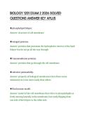 BIOLOGY 1201 EXAM 2 2026 SOLVED &NewLine;QUESTIONS ANSWER KEY APLUS