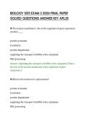 BIOLOGY 1201 EXAM 3 2026 FINAL PAPER &NewLine;SOLVED QUESTIONS ANSWER KEY APLUS