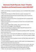 Electronic Health Records &ndash; Exam 1 Practice Questions and Revised Answers &vert; Electronic Health Records &lpar;EHR&rpar; &vert; 2026&sol;2027 &vert; Exam 1 Study Guide and Review Material