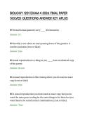 BIOLOGY 1201 EXAM 4 2026 FINAL PAPER &NewLine;SOLVED QUESTIONS ANSWER KEY APLUS