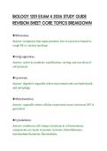 BIOLOGY 1201 EXAM 4 2026 STUDY GUIDE &NewLine;REVISION SHEET CORE TOPICS BREAKDOWN 