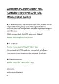 WGU D120 LEARNING GUIDE 2026&NewLine;DATABASE CONCEPTS AND DATA&NewLine;MANAGEMENT BASICS