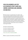 WGU D216 BUSINESS LAW FOR&NewLine;ACCOUNTANTS STUDY GUIDE 2026&NewLine;VERIFIED QUESTIONS AND ANSWERS&NewLine;OUTLINE PACK&NewLine;