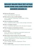 BIOLOGY MAJOR FIELD TEST ACTUAL&NewLine;EXAM PAPER 2026 QUESTIONS WITH&NewLine;ANSWERS GRADED A&plus;