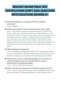 BIOLOGY MAJOR FIELD TEST&NewLine;CERTIFICATION SCRIPT 2026 QUESTIONS&NewLine;WITH SOLUTIONS GRADED A&plus;