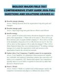 BIOLOGY MAJOR FIELD TEST&NewLine;CERTIFICATION SCRIPT 2026 QUESTIONS&NewLine;WITH SOLUTIONS GRADED A&plus;