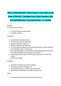 AQA A LEVEL BIOLOGY 7402&sol;3 Paper 3 June 2025 Actual Exam 2026&sol;2027 &vert; Complete Exam-Style Questions with Detailed Rationales &vert; Pass Guaranteed &ndash; A&plus; Graded