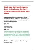 Rhode Island Real Estate Salesperson &NewLine;Exam &ndash; Verified Practice Questions & &NewLine;Answers with Detailed Rationales &lpar;2026 &NewLine;Edition&rpar; 