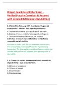 Oregon Real Estate Broker Exam &ndash; &NewLine;Verified Practice Questions & Answers &NewLine;with Detailed Rationales &lpar;2026 Edition&rpar; 