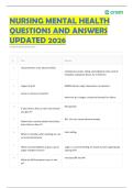 NURSING MENTAL HEALTH QUESTIONS AND ANSWERS UPDATED 2026