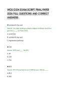WGU D334 EXAM SCRIPT FINAL PAPER&NewLine;2026 FULL QUESTIONS AND CORRECT&NewLine;ANSWERS