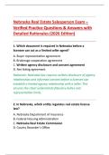 Nebraska Real Estate Salesperson Exam &ndash; &NewLine;Verified Practice Questions & Answers with &NewLine;Detailed Rationales &lpar;2026 Edition&rpar;