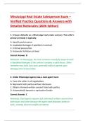 Mississippi Real Estate Salesperson Exam &ndash; &NewLine;Verified Practice Questions & Answers with &NewLine;Detailed Rationales &lpar;2026 Edition&rpar;