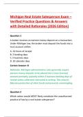 Michigan Real Estate Salesperson Exam &ndash; &NewLine;Verified Practice Questions & Answers &NewLine;with Detailed Rationales &lpar;2026 Edition&rpar;
