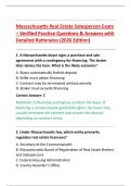 Massachusetts Real Estate Salesperson Exam &ndash; Verified Practice Questions & Answers with &NewLine;Detailed Rationales &lpar;2026 Edition&rpar; 