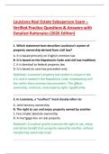 Louisiana Real Estate Salesperson Exam &ndash; &NewLine;Verified Practice Questions & Answers with &NewLine;Detailed Rationales &lpar;2026 Edition&rpar; 