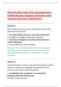 Kentucky Real Estate Sales Associate Exam &ndash; &NewLine;Verified Practice Questions & Answers with &NewLine;Detailed Rationales &lpar;2026 Edition&rpar; 