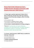 Kansas Real Estate Salesperson Exam &ndash; &NewLine;Verified Practice Questions & Answers with &NewLine;Detailed Rationales &lpar;2026 Edition&rpar; 