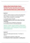 Indiana Real Estate Broker Exam &ndash; &NewLine;Verified Practice Questions & Answers &NewLine;with Detailed Rationales &lpar;2026 Edition&rpar;