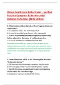 Illinois Real Estate Broker Exam &ndash; Verified &NewLine;Practice Questions & Answers with &NewLine;Detailed Rationales &lpar;2026 Edition&rpar; 