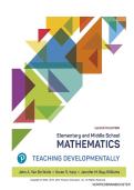 TEST BANK FOR Elementary and Middle School Mathematics&colon; Teaching Developmentally 11th Edition by John Van de Walle&comma; Karen Karp ISBN&colon;978-0136818038 COMPLETE GUIDE ALL CHAPTERS COVERED 100&percnt; VERIFIED A&plus; GRADE ASSURED&excl;&excl;&excl;&excl;NEW LATEST UPDATE&excl;&excl;&excl;&excl;&excl;
