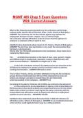 MGMT 485 Chap 5 Exam Questions With Correct Answers