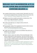 BIOLOGY SAVVAS SEMESTER ACTUAL&NewLine;EXAM PAPER 2026 QUESTIONS WITH&NewLine;ANSWERS GRADED A&plus;
