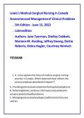 Updated&sol;Latest Lewis&rsquo;s Medical-Surgical Nursing in Canada 5th Edition Assessment and Management of Clinical Problems Test Bank Comprehensive Examination Questions and Answers Study Guide for Adult Health Nursing Pathophysiology Clinical Reasoning Patient 