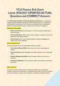 TCU Finance Exit Exam&NewLine;Latest 2026&sol;2027 UPDATED ACTUAL Questions and CORRECT Answers&NewLine;&NewLine;