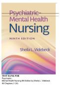 TEST BANK FOR Psychiatric-Mental Health Nursing Ninth&comma; North American Edition by SHEILA L&period; VIDEBECK ISBN&colon; 9781975184773 ALL CHAPTERS COVERED COMPLETE GUIDE 100&percnt; VERIFIED A&plus; GRADE ASSURED&excl;&excl;&excl;&excl;&excl;NEW LATEST UPDATE&excl;&excl;&excl;&excl;&excl;&excl;